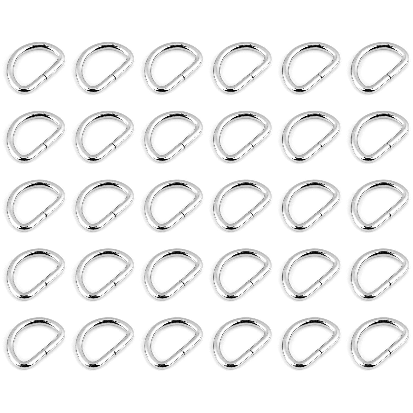 30 Pcs Buckles Set for 40 mm / 1.57" Webbing Strap, 30 x D Rings, Metal, Silver, Bag Making, Accessories, Straps, DIY, Crafts