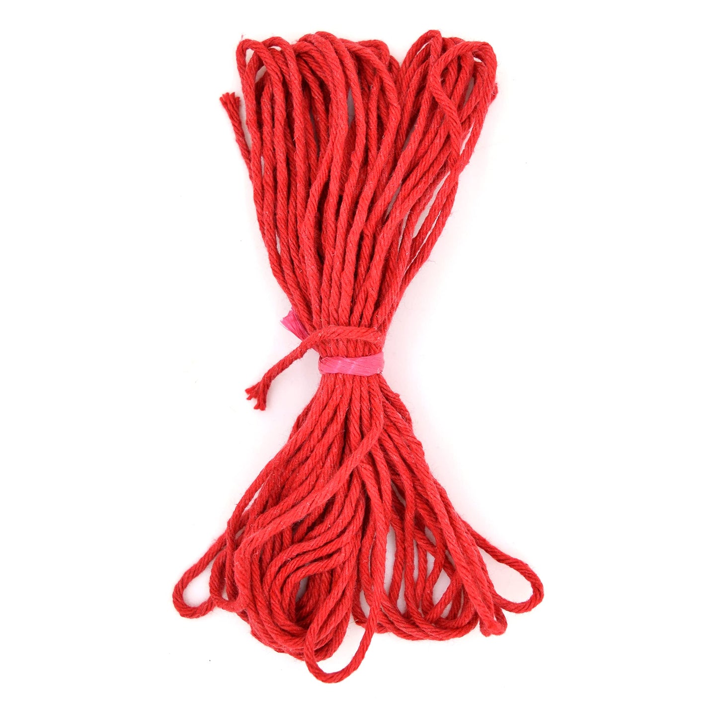 Premium Red Macrame Cord Twine, 10 m / 32 ft of 5 mm Thick Natural Cotton Thread Yarn Macrame Rope for DIY Crafts (Hank)