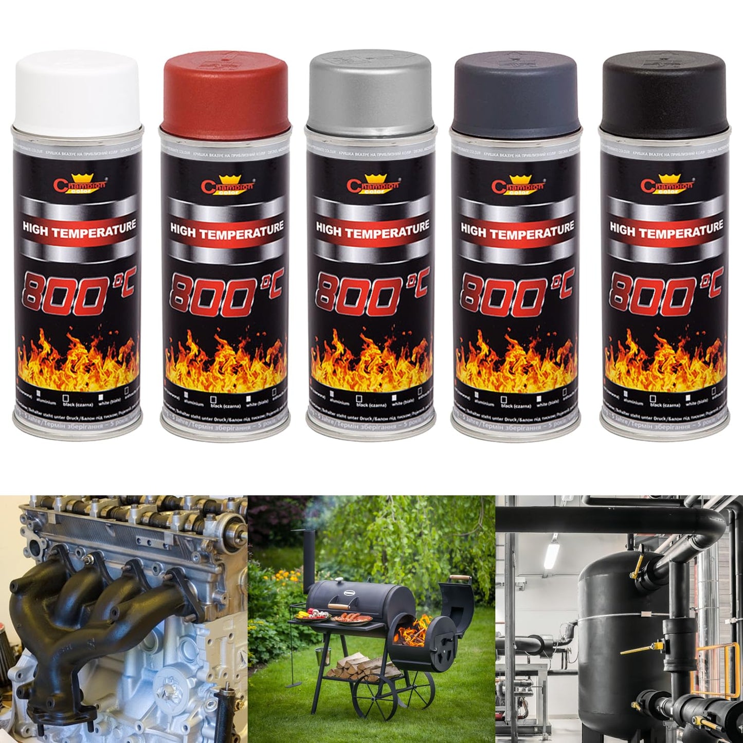 2 x 400 mL White RAL 9003 Heat-Resistant Enamel Paint Silicone-Based Up to 800 C - High Temperature Metal Coating