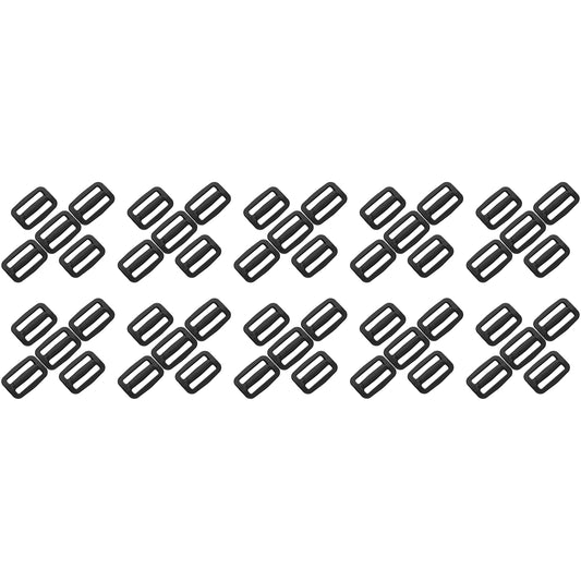3 Bar Tri Glide Sliders Buckles Fasteners for 25 mm / 1 in Webbing Strap, Backpack, Bag - Black, Plastic (Pack of 50)