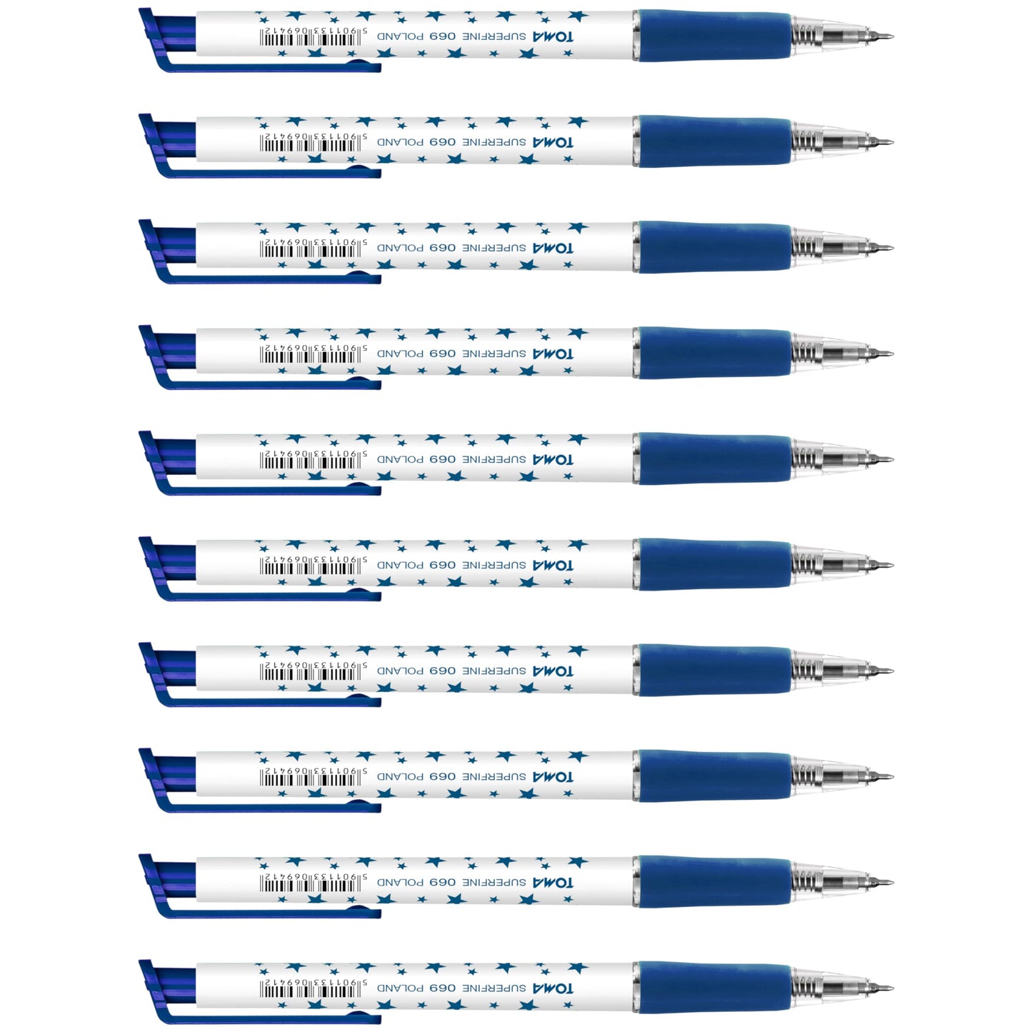 Ballpoint Pens, Retractable Smudge Free Pens, Extra Fine Point 0.5 mm, Ideal for School, Office, Everyday Use (Blue, 10 Pens)