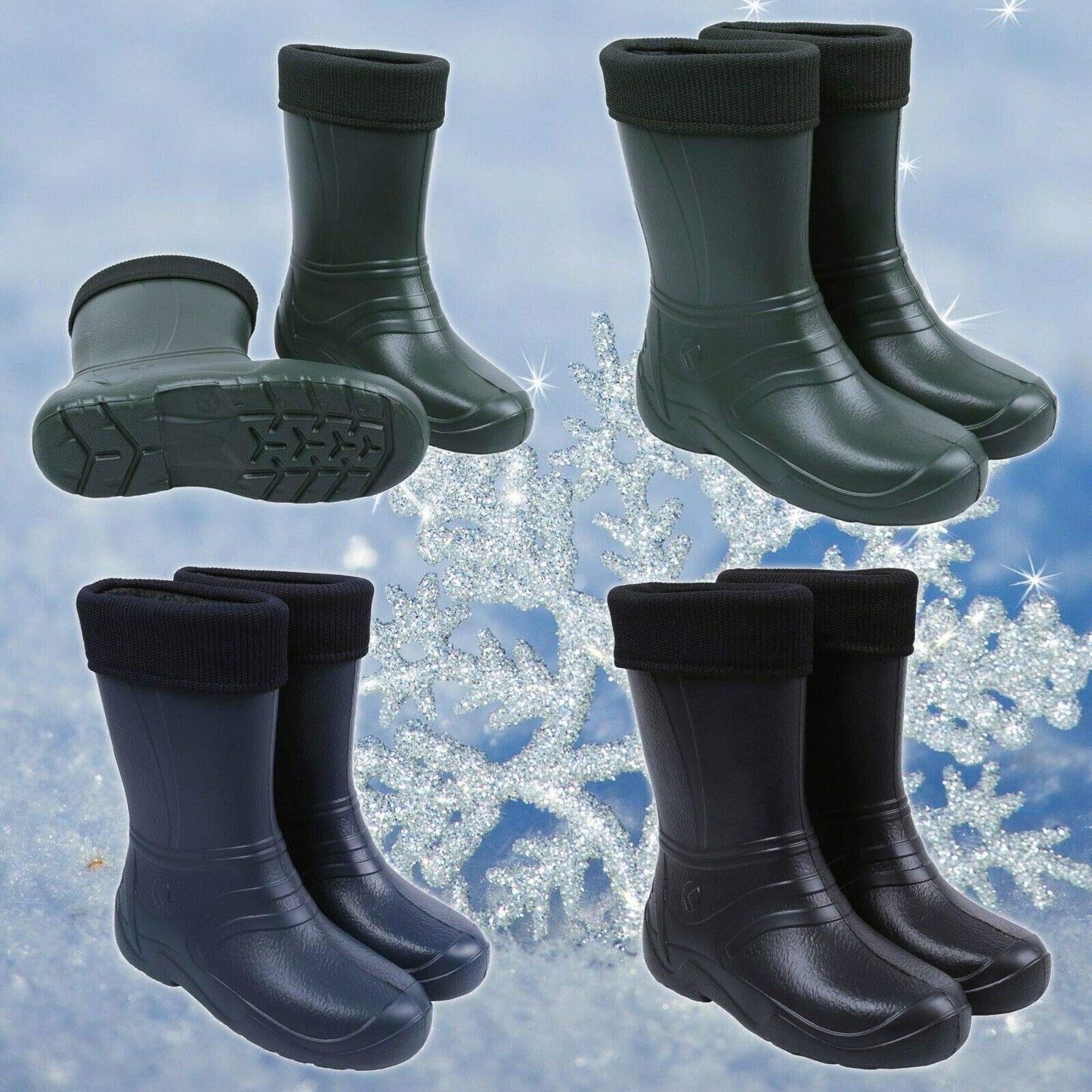 Black Women's Ladies Wellies Lightweight EVA Wellington Boots Rain Boots Waterproof Durable Gardening (Size 8 UK / 41 EU)
