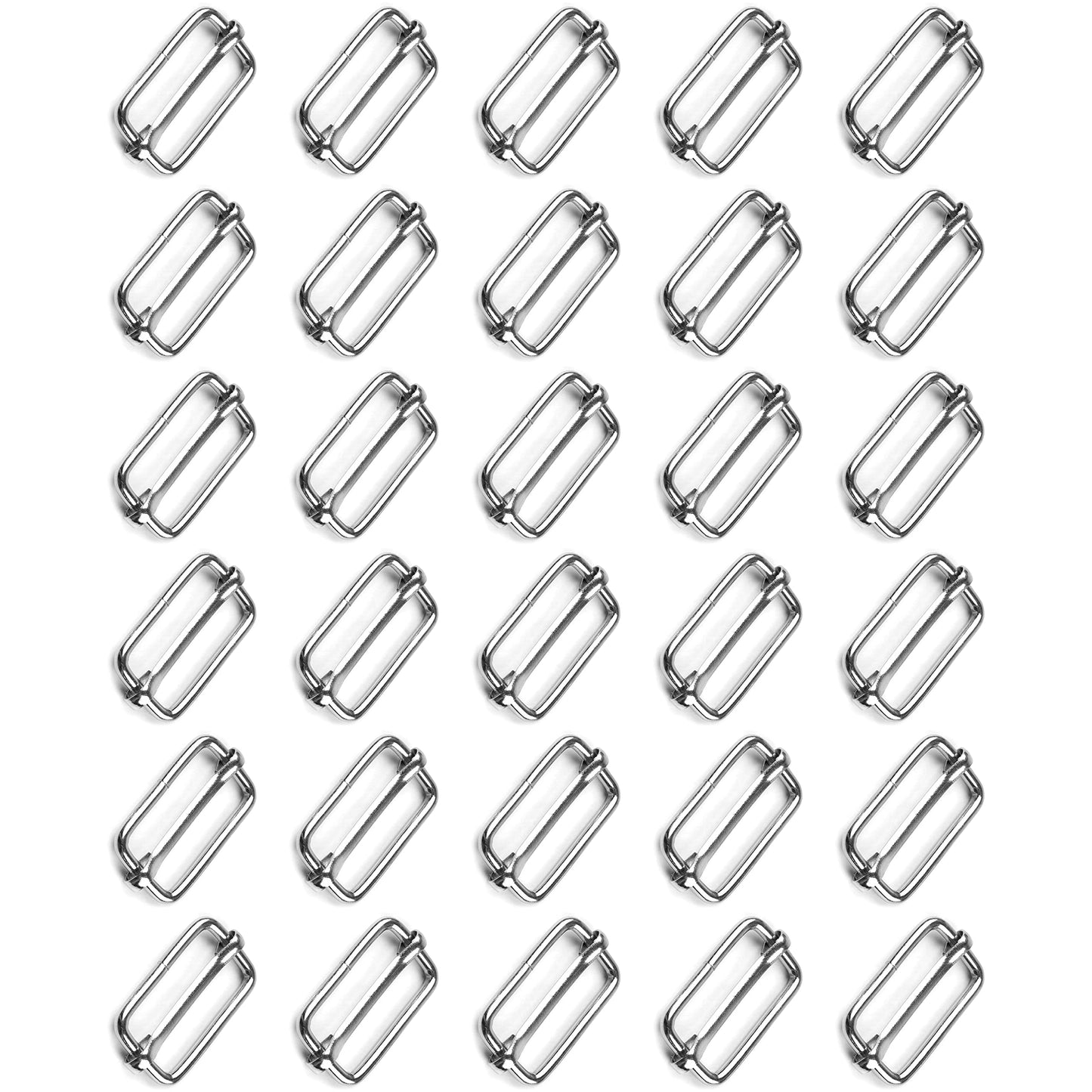 30 Pcs Buckles Set for 50 mm / 2" Webbing Strap, 30 x Triglide Sliders, Metal, Silver, Bag Making, Accessories, Straps, DIY
