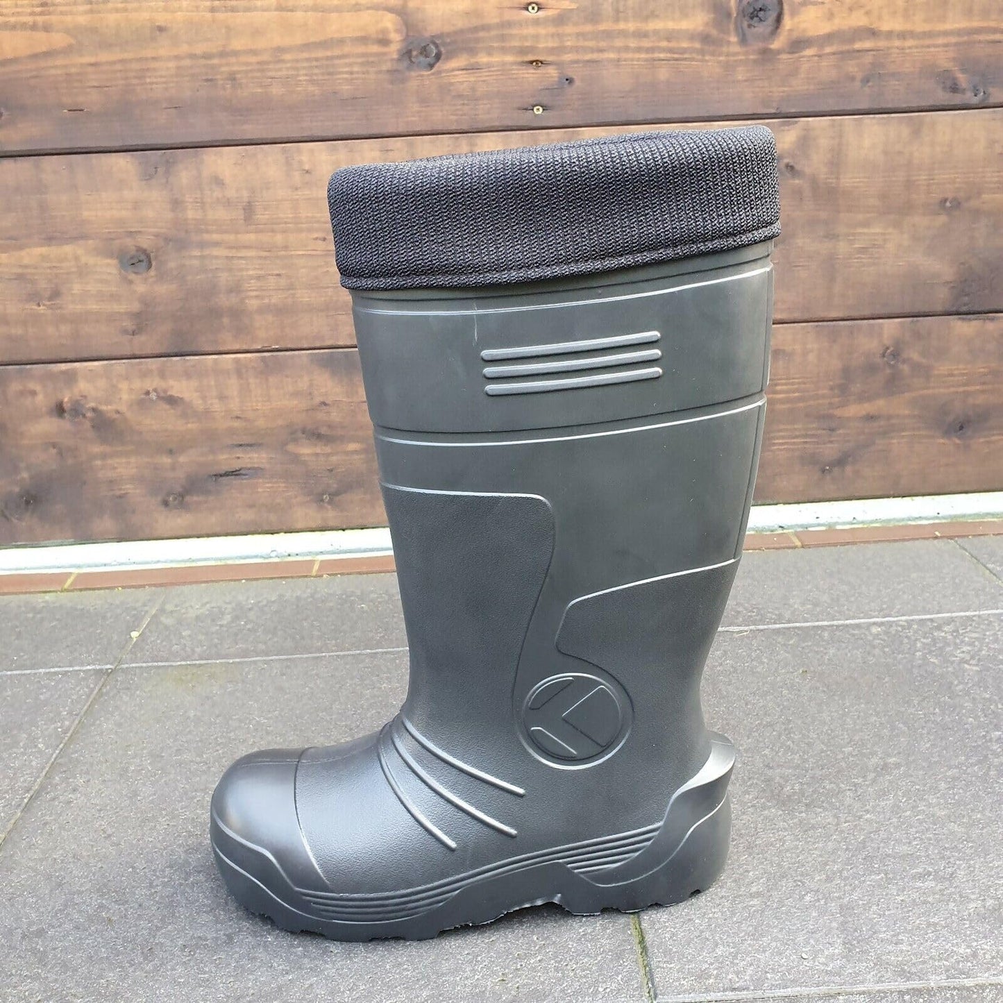 Black Men's Wellington Boots Fleece Lined Insulated Waterproof Wellies EVA (Size 8 UK / 42 EU)