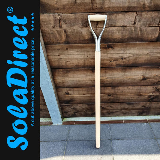 D Type Shaft Handle 100 cm / 39" Replacement Handle for Shovel Spade Fork - Metal-Reinforced Hardwood D Grip Extension - Tapered