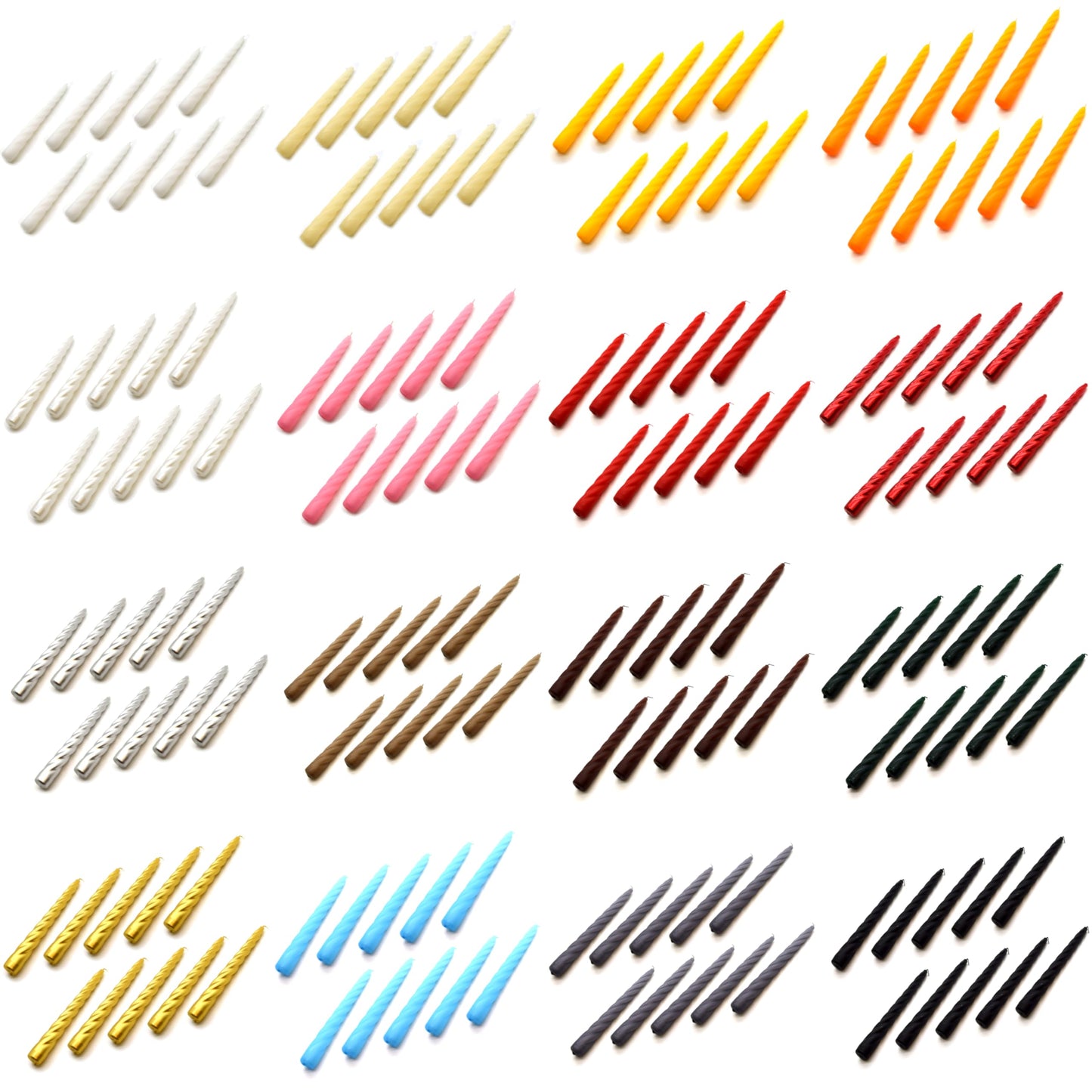 Tapered Dinner Candles, Table Spiral Candles, Pack of 10, Decorative Household Candles, Up to 7 Hours, 23 cm / 9" (Pearl Metallic)