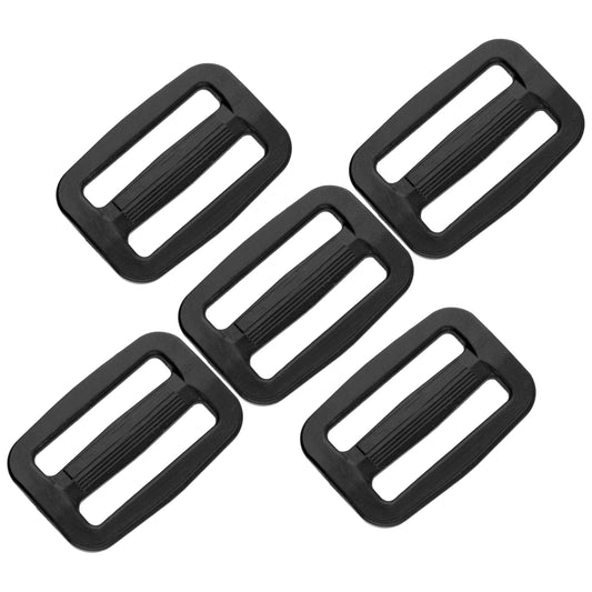 3 Bar Tri Glide Sliders Buckles Fasteners for 38 mm / 1.5 in Webbing Strap, Backpack, Bag - Black, Plastic (Pack of 5)