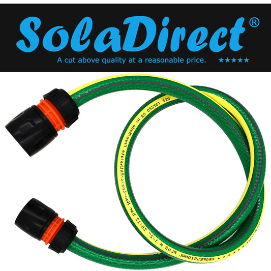 Garden Hose Pipe, Outdoor Tap to Reel Connection Set, 6 Layer Non-Toxic 1/2" Hose (Green, 3 m / 9.84 ft + 2 Quick Connectors)