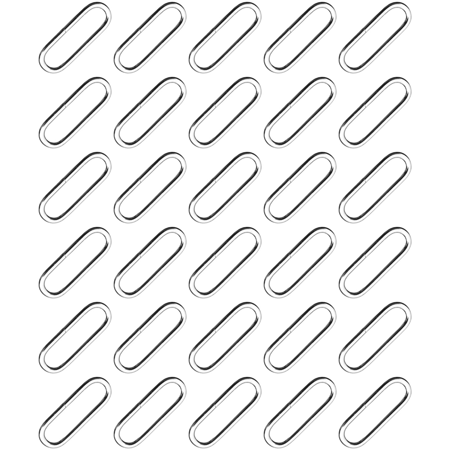 30 Pcs Buckles Set for 50 mm / 2" Webbing Strap, 30 x Oval Loops, Metal, Silver, Bag Making, Accessories, Straps, DIY, Crafts