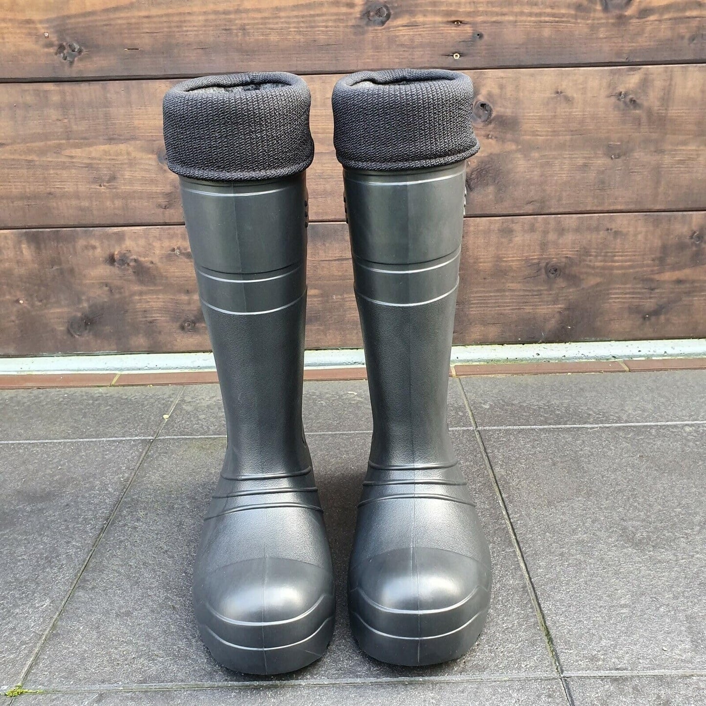Black Men's Wellington Boots Fleece Lined Insulated Waterproof Wellies EVA (Size 10.5 UK / 45 EU)