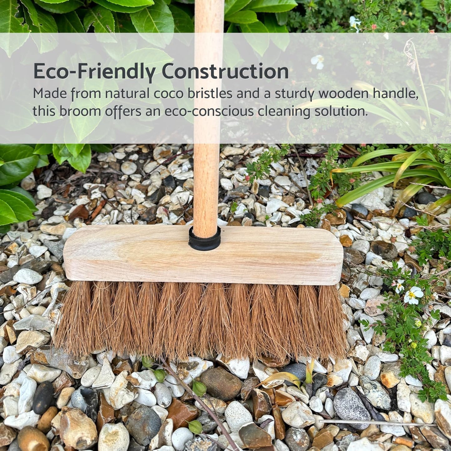 10-Inch Natural Soft Coco Sweeping Broom with Wooden Handle - Eco-Friendly Soft Bristle Sweeping Brush
