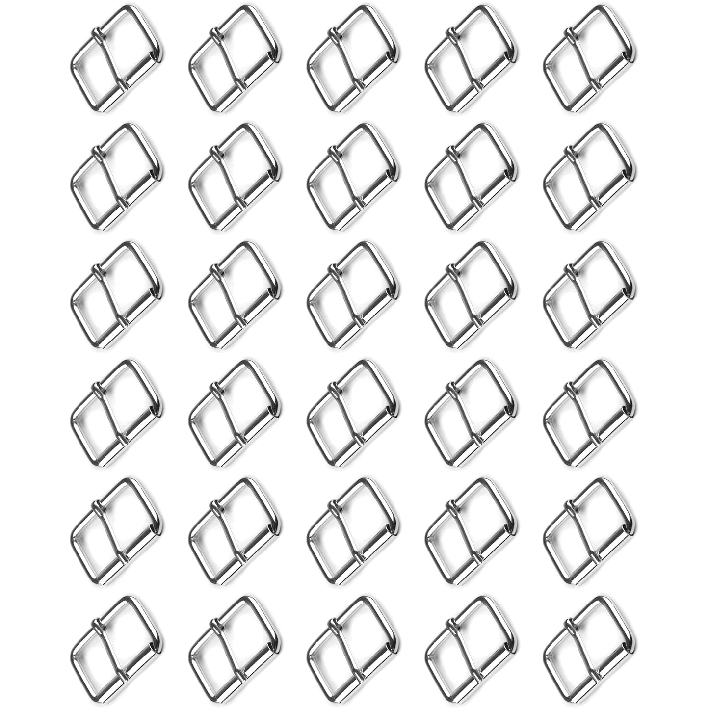30 Pcs Buckles Set for 40 mm / 1.57" Webbing Strap, 30 x Belt Loops, Metal, Silver, Bag Making, Accessories, Straps, DIY, Crafts