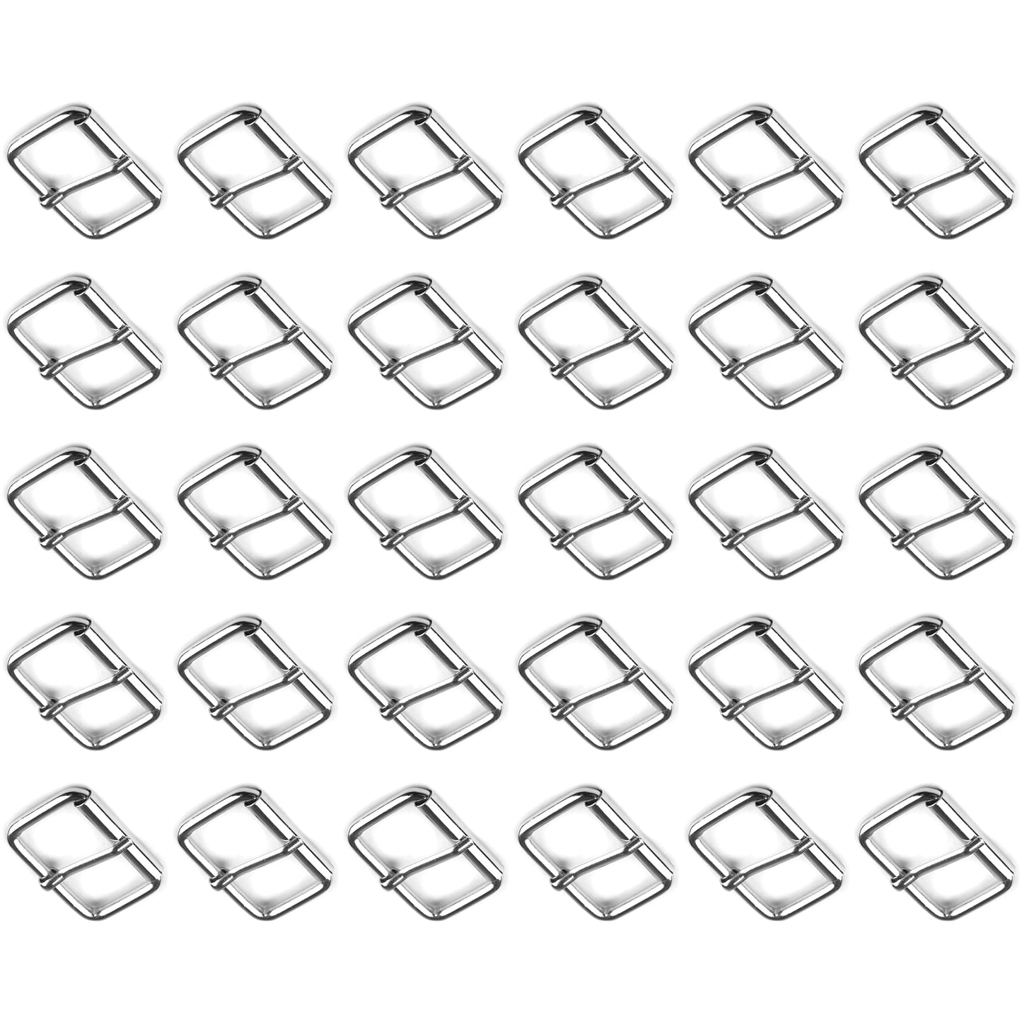 30 Pcs Buckles Set for 40 mm / 1.57" Webbing Strap, 30 x Belt Loops, Metal, Silver, Bag Making, Accessories, Straps, DIY, Crafts