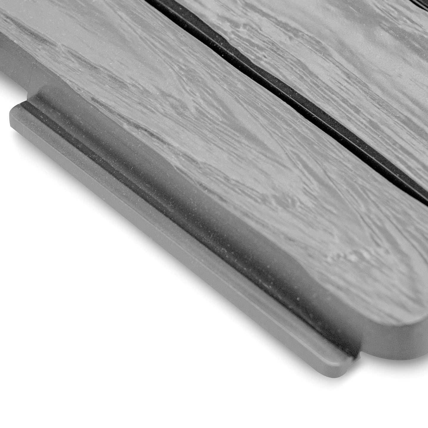 Grey Lawn Edging Border - 2.26 m / 7.4 ft Long Garden Palisade with Wood Bark Effect - Fencing with Ground Stakes