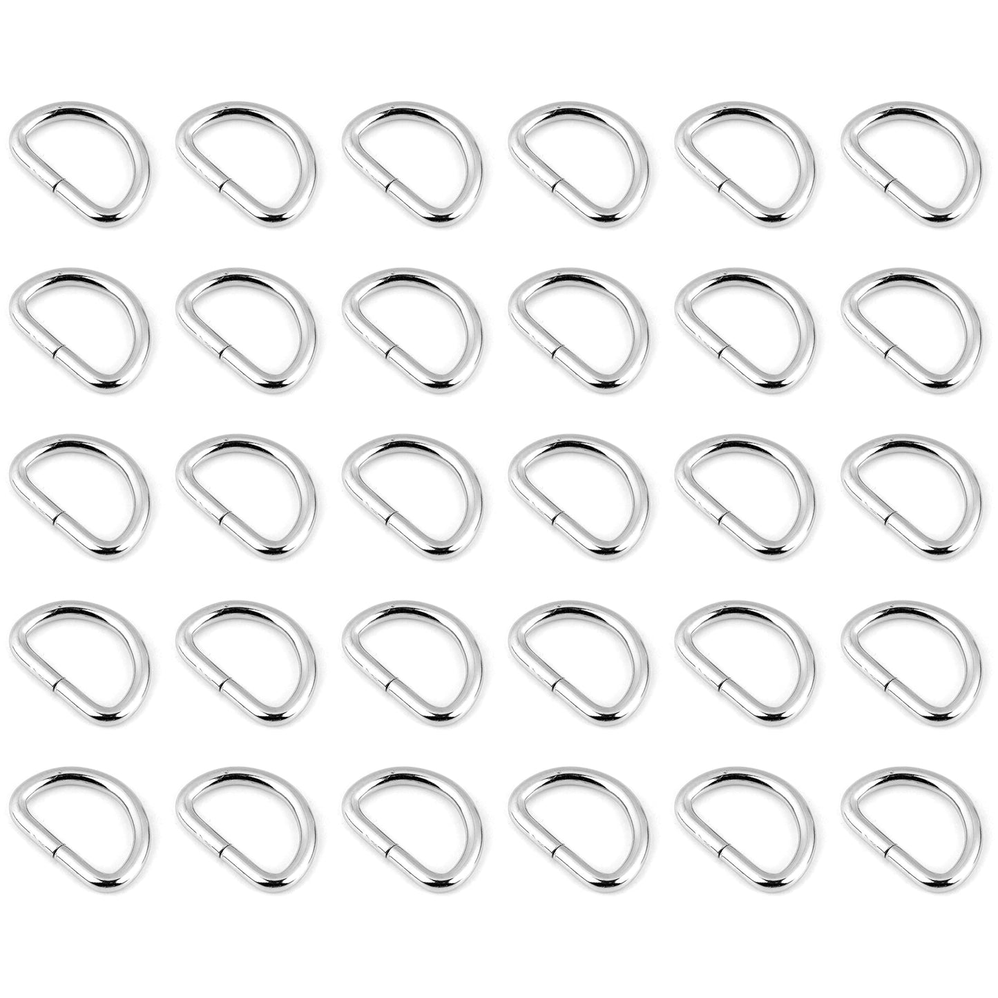 30 Pcs Buckles Set for 40 mm / 1.57" Webbing Strap, 30 x D Rings, Metal, Silver, Bag Making, Accessories, Straps, DIY, Crafts