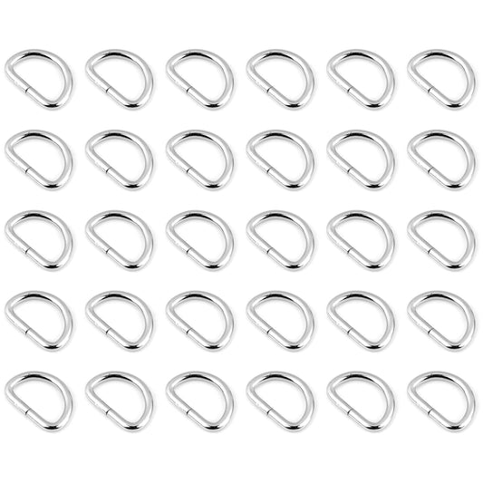 30 Pcs Buckles Set for 50 mm / 2" Webbing Strap, 30 x D Rings, Metal, Silver, Bag Making, Accessories, Straps, DIY, Crafts