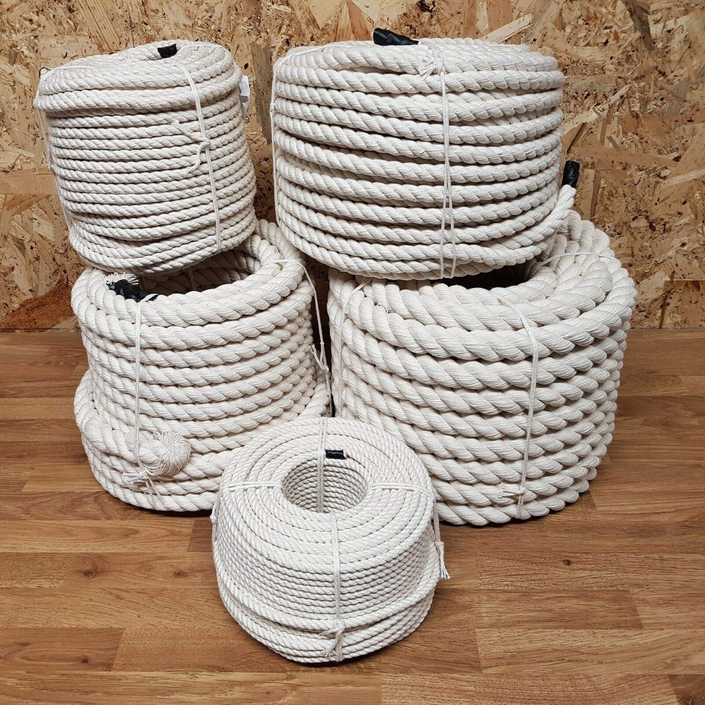 Cotton Rope, Natural Twisted Cotton Thread - 5 m / 16 ft of 20 mm Thick Soft for DIY Crafts, Decking Rope, Gardening, Bundling
