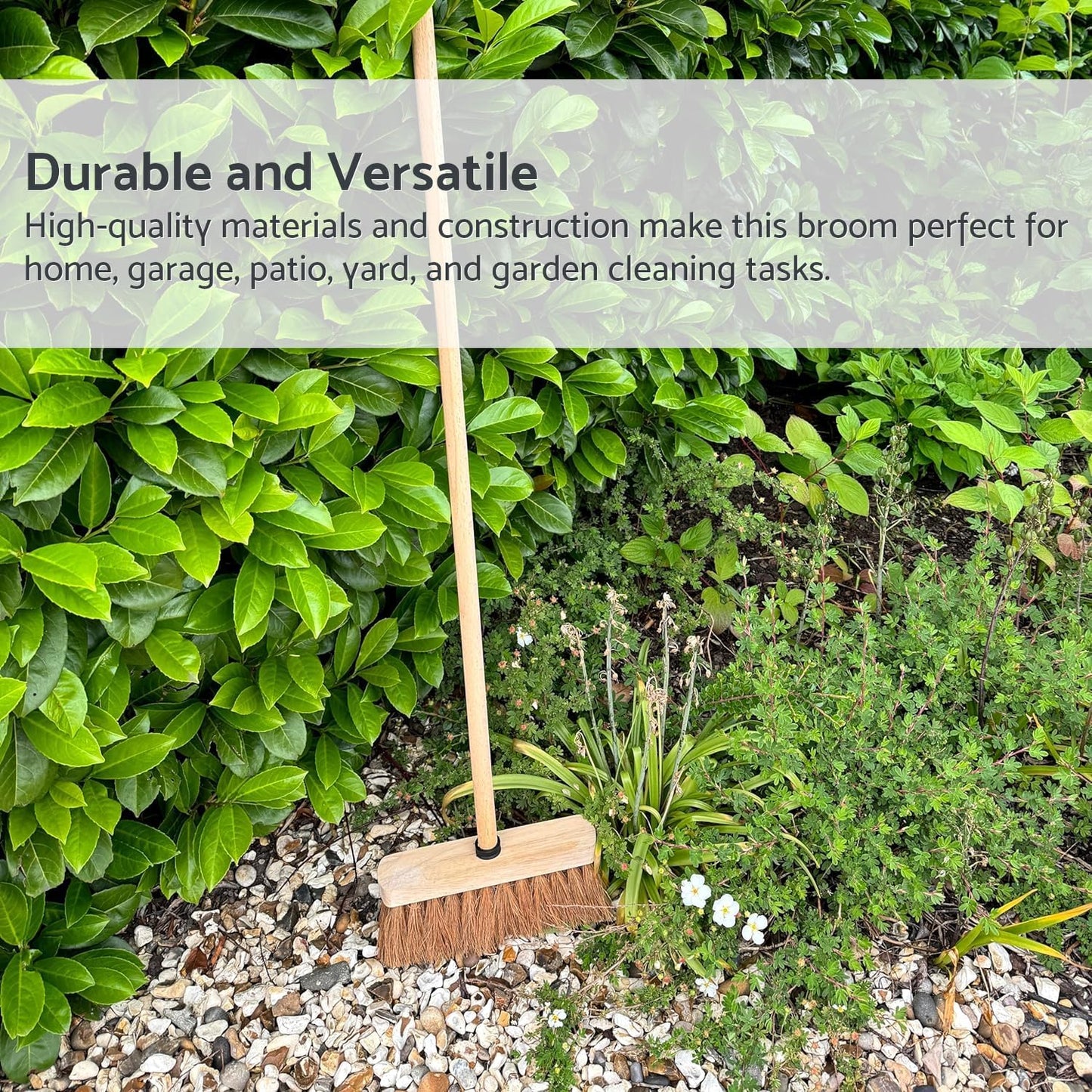 10-Inch Natural Soft Coco Sweeping Broom with Wooden Handle - Eco-Friendly Soft Bristle Sweeping Brush