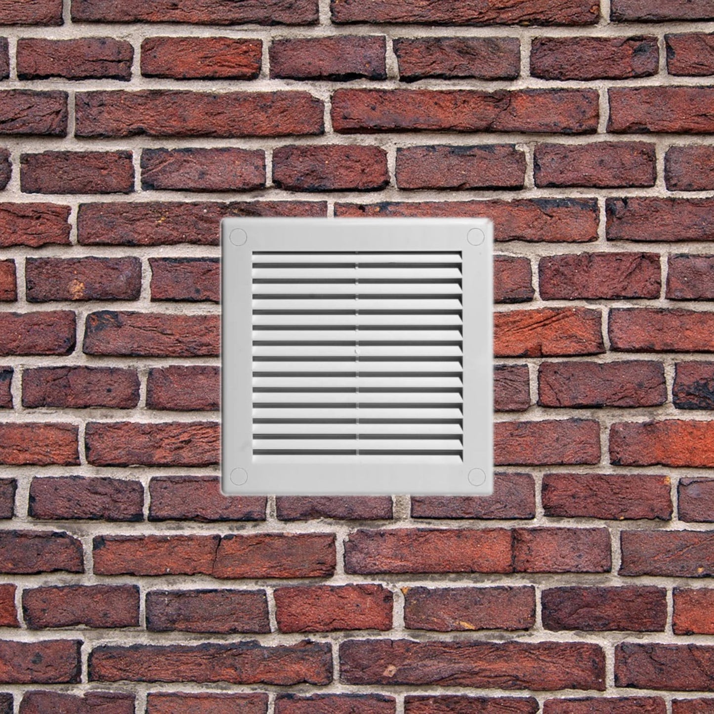 Silver Louvred Wall Vent Grille with Flyscreen and Screw Covers, 300 x 300 mm, Air Ventilation Duct Cover with Flat Back