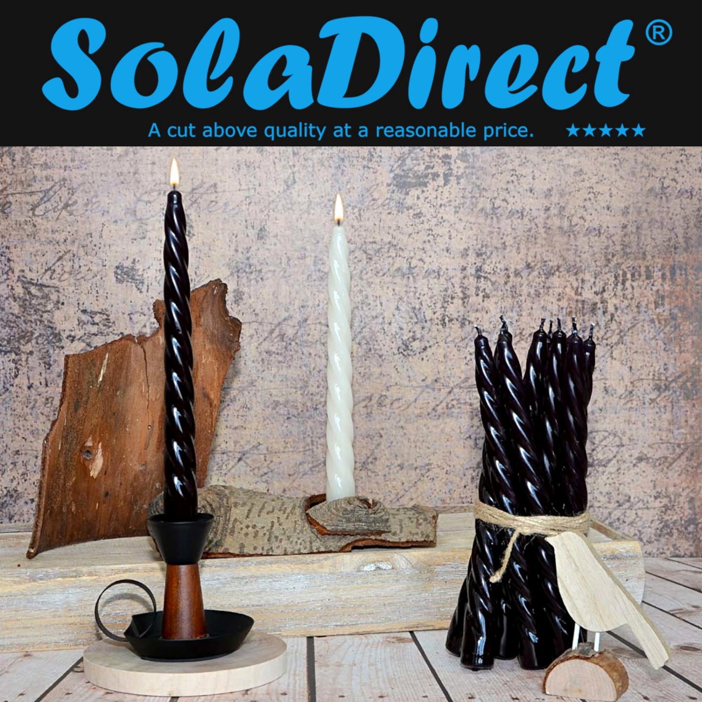 Tapered Dinner Candles, Table Spiral Candles, Pack of 10, Decorative Household Candles, Up to 7 Hours, 23 cm / 9" (Orange)