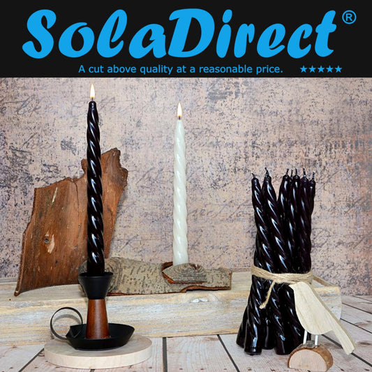 Tapered Dinner Candles, Table Spiral Candles, Pack of 10, Decorative Household Candles, Up to 7 Hours, 23 cm / 9" (Red)