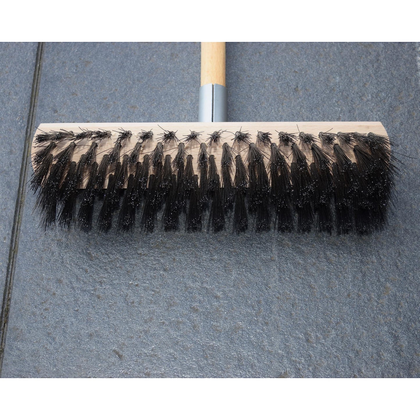 Heavy Duty Garden Broom Metal Wire Bristles Outdoor 30cm / 12" Stiff Hard Brush (with 120cm Long Handle)