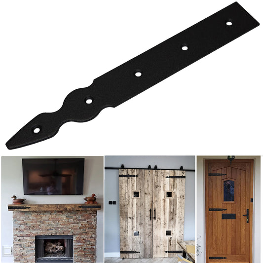 Pack of 1 x 250 mm Dummy Hinge Head, Vintage False Strap Hinge, Black Steel, Weather Resistant, Rust Proof Powder Coating