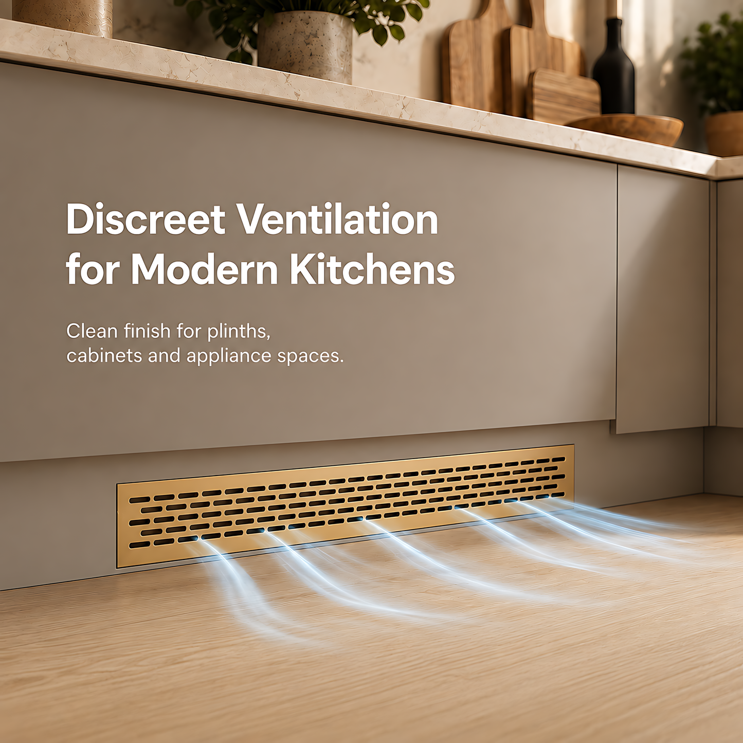 Rectangular Metal Ventilation Grille 460 x 65mm - Gold Matt Colour - Air Vent Cover, 485 x 80mm Overall, 15mm Flange