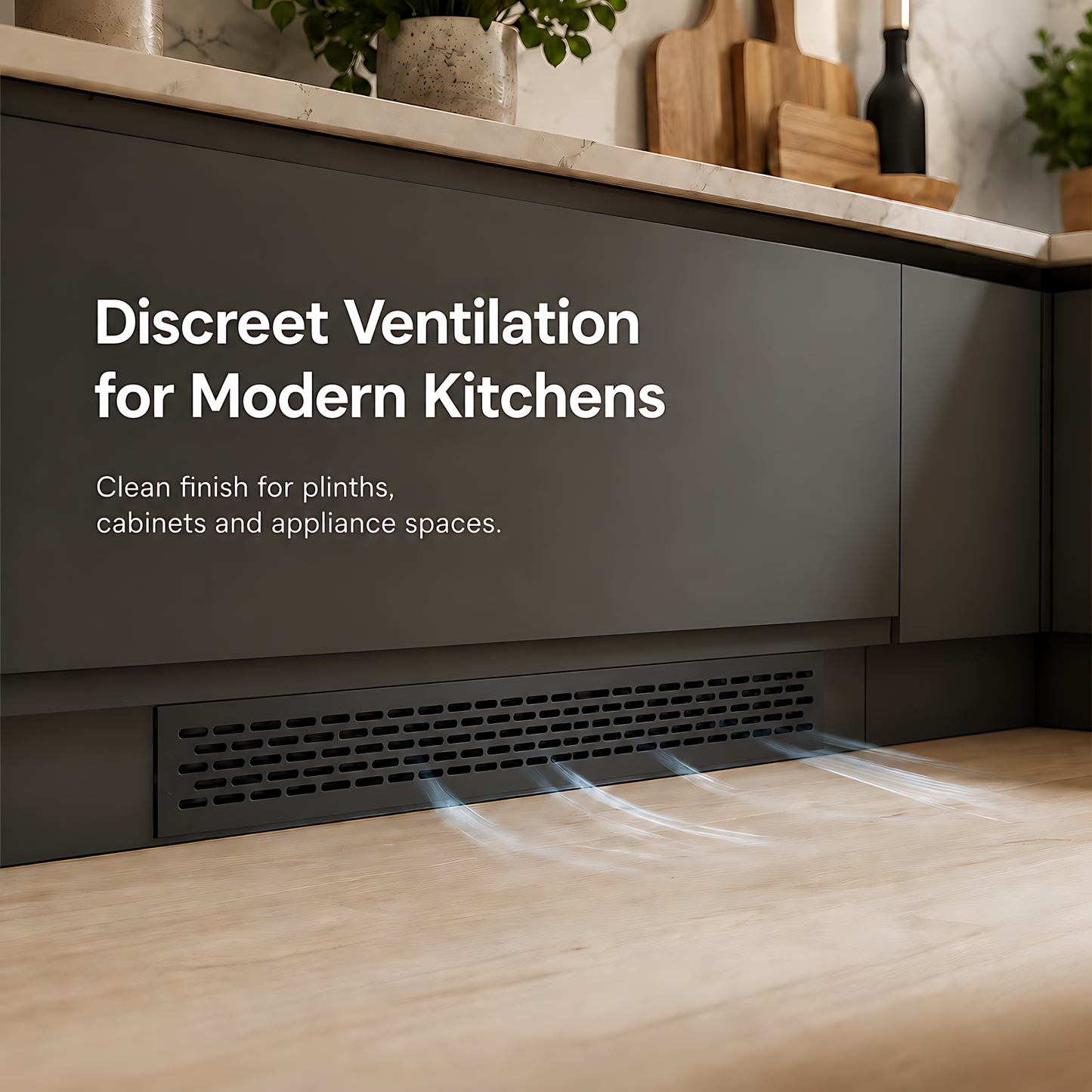 Rectangular Metal Ventilation Grille 460 x 65mm - Black Matt Colour - Air Vent Cover, 485 x 80mm Overall, 15mm Flange