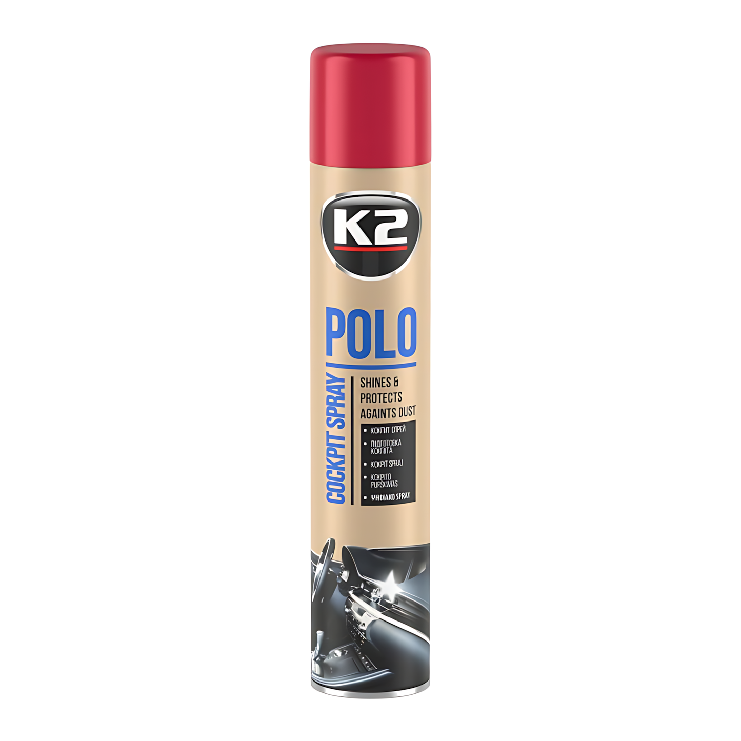 K2 Polo Cockpit Cherry Dashboard Cleaner 750ml - Car Interior Plastic and Rubber Care for Dashboard, Trim, Furniture