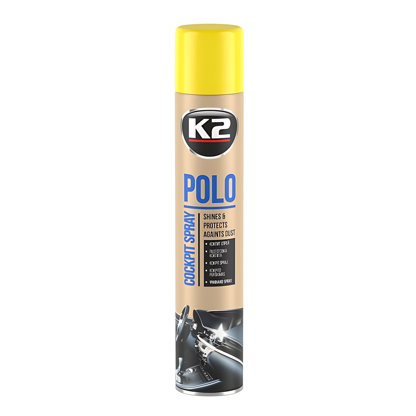K2 Polo Cockpit Lemon Dashboard Cleaner 750ml - Car Interior Plastic and Rubber Care for Dashboard, Trim, Furniture