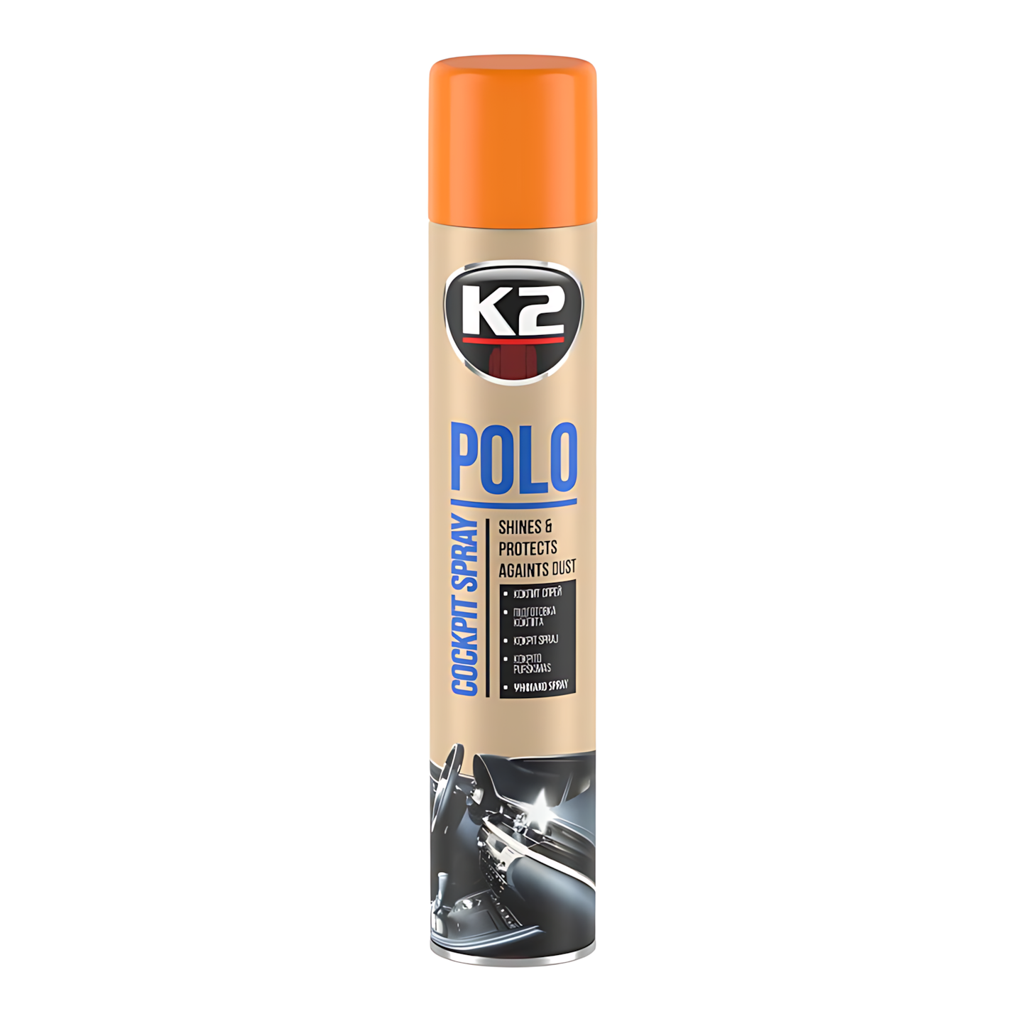 K2 Polo Cockpit Peach Dashboard Cleaner 750ml - Car Interior Plastic and Rubber Care for Dashboard, Trim, Furniture