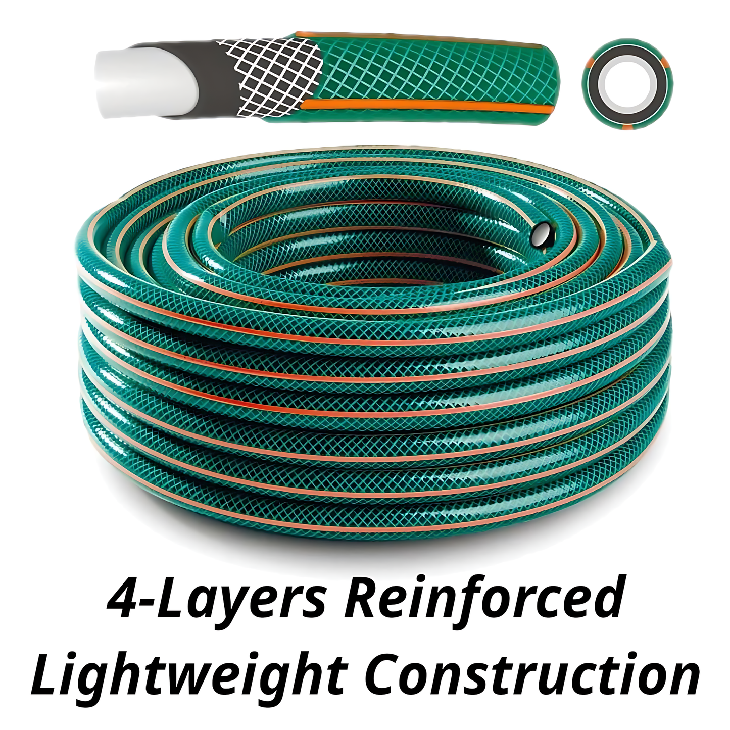 30m / 98ft Garden Hose Pipe - 1/2" 4-Layer PVC Hosepipe - Economy Outdoor Green Watering Tube