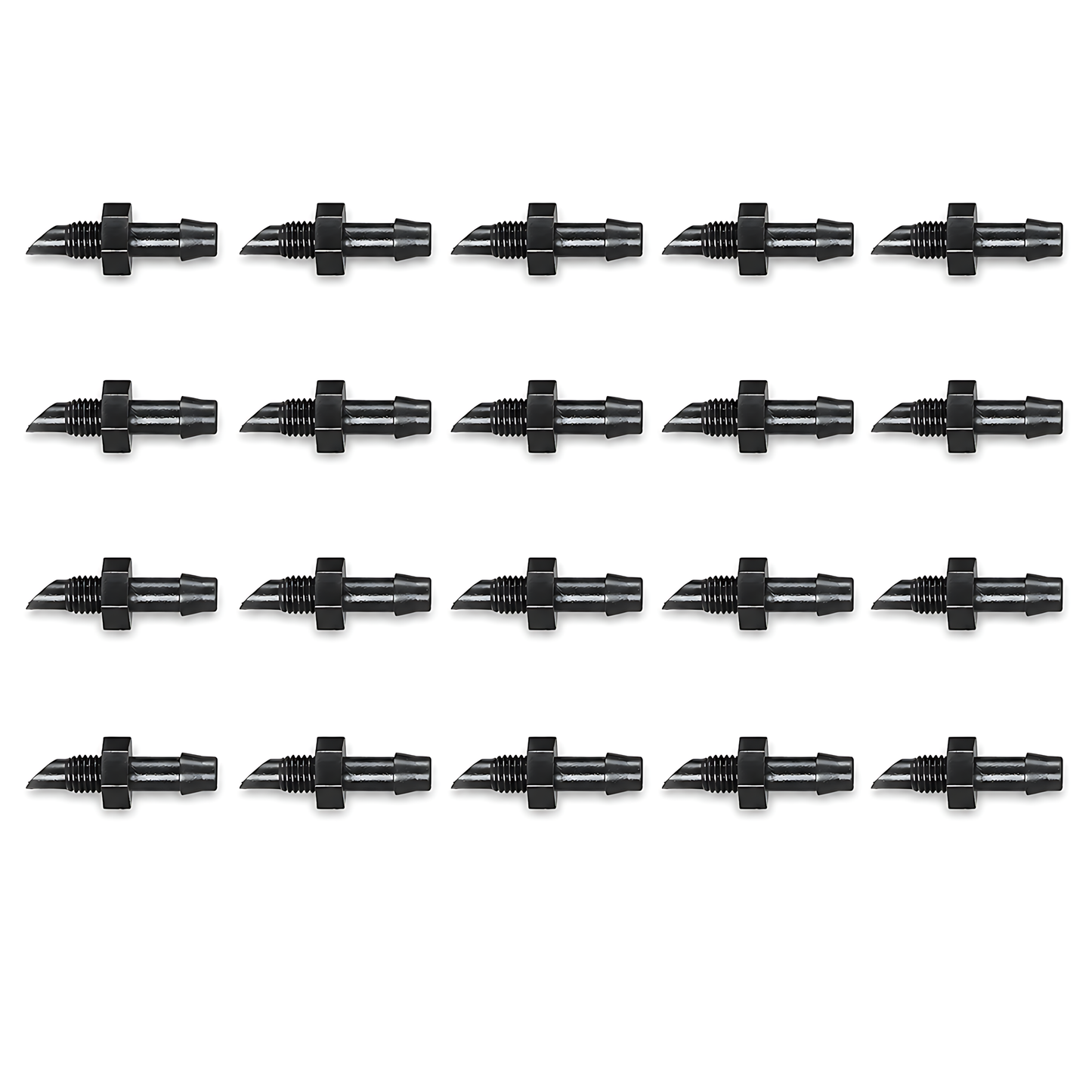 4mm Adaptor Barb x Thread Micro Irrigation Fittings - Pack of 20 Barbed to Threaded Connectors for Drip Line, Micro Tube, Watering
