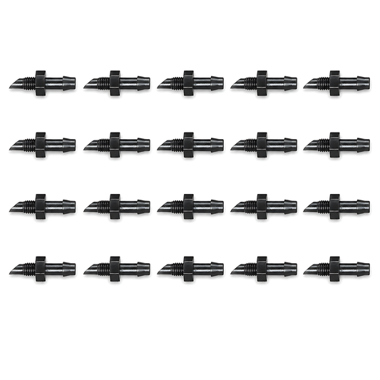 4mm Adaptor Barb x Thread Micro Irrigation Fittings - Pack of 20 Barbed to Threaded Connectors for Drip Line, Micro Tube, Watering