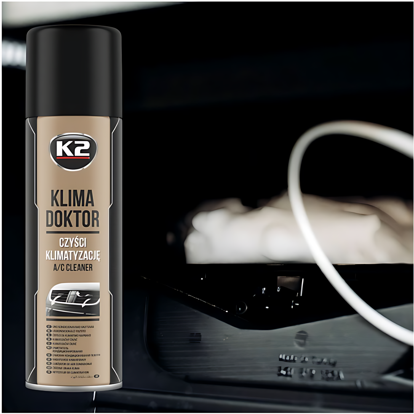 K2 Klima Doktor 500ml - Air Conditioning Cleaning Foam - Odour Eliminator for Car Air Conditioning