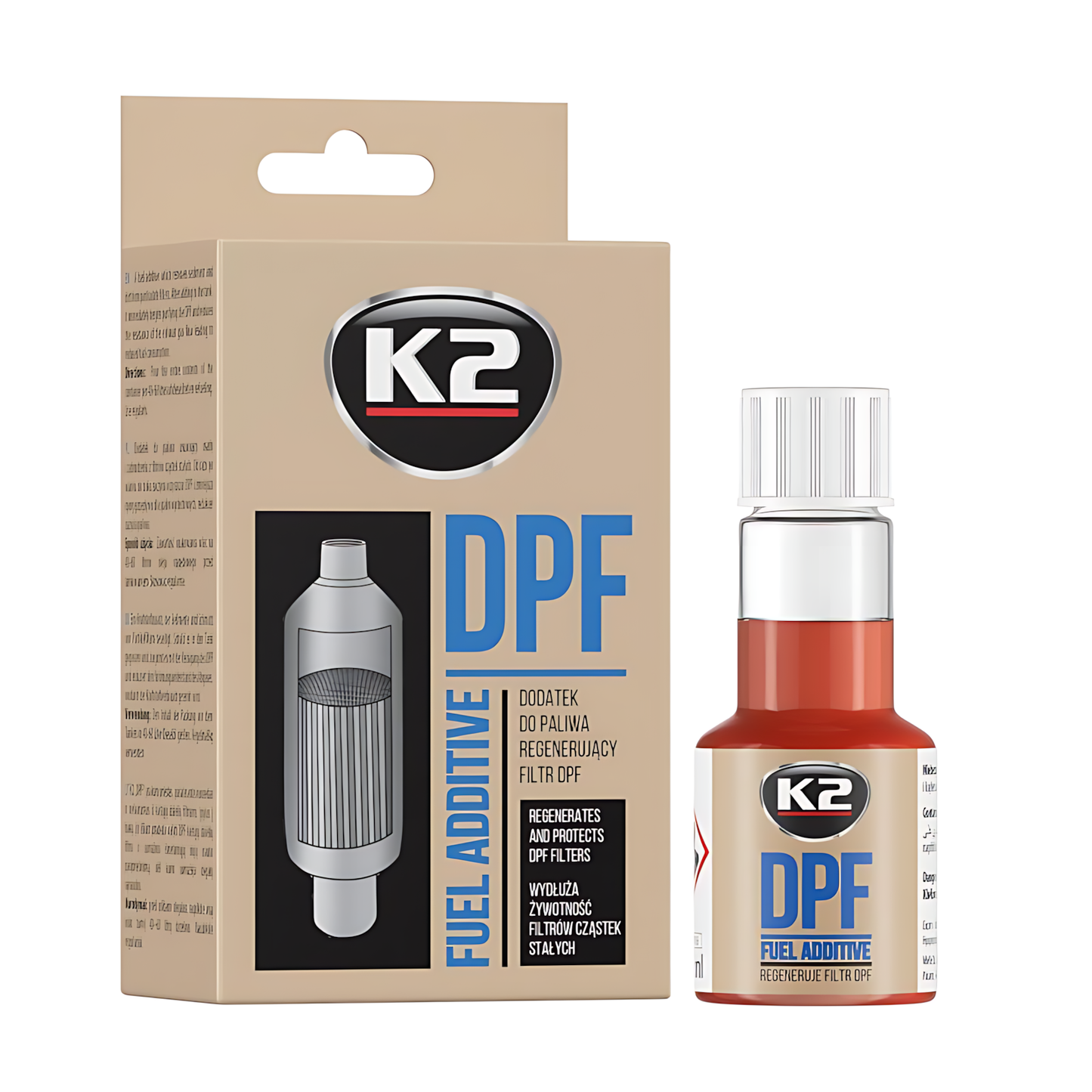 K2 DPF 50ml Diesel Particulate Filter Cleaner - Concentrated Fuel Additive for Soot Filter Maintenance, Short Trips