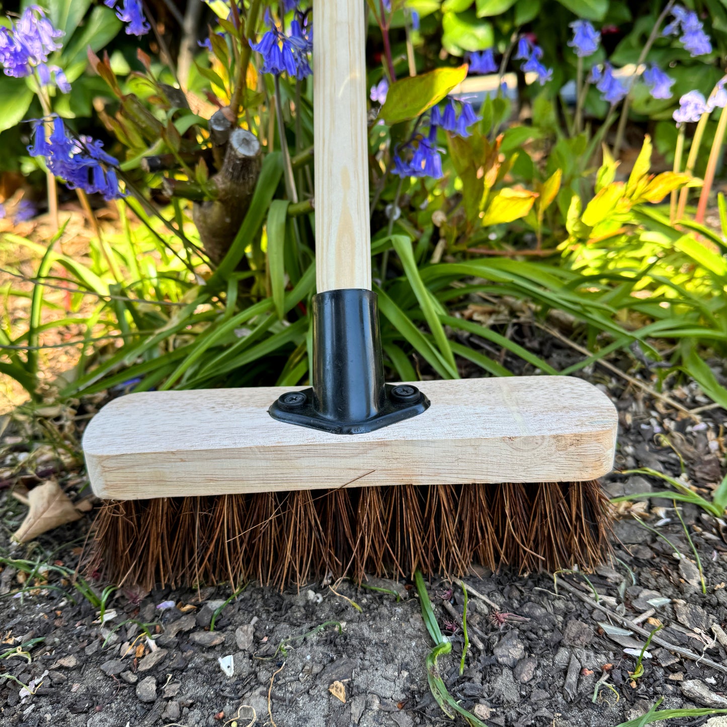 9" Deck Scrub Brush with Handle - Heavy Duty Outdoor Stiff Bassine Bristles Scrubbing Broom - Hard Brush for Decking Patio Garden