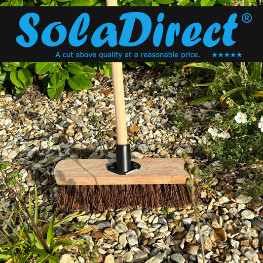 12-Inch Bassine Broom - Durable Yard and Garden Broom with Wooden Handle - Ideal for Compact Outdoor Spaces, Driveways