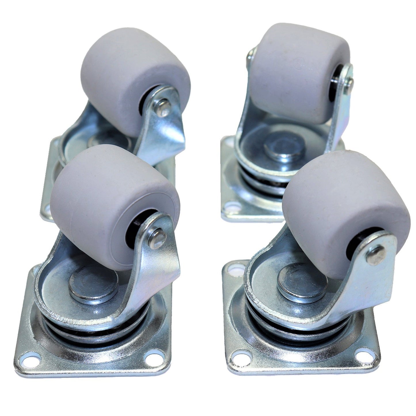 Pack of 4 x Heavy-Duty Furniture Caster Wheel 30 mm - Rubber, Ball Bearings, Smooth Rolling, Swivel Plate, No-Scratch