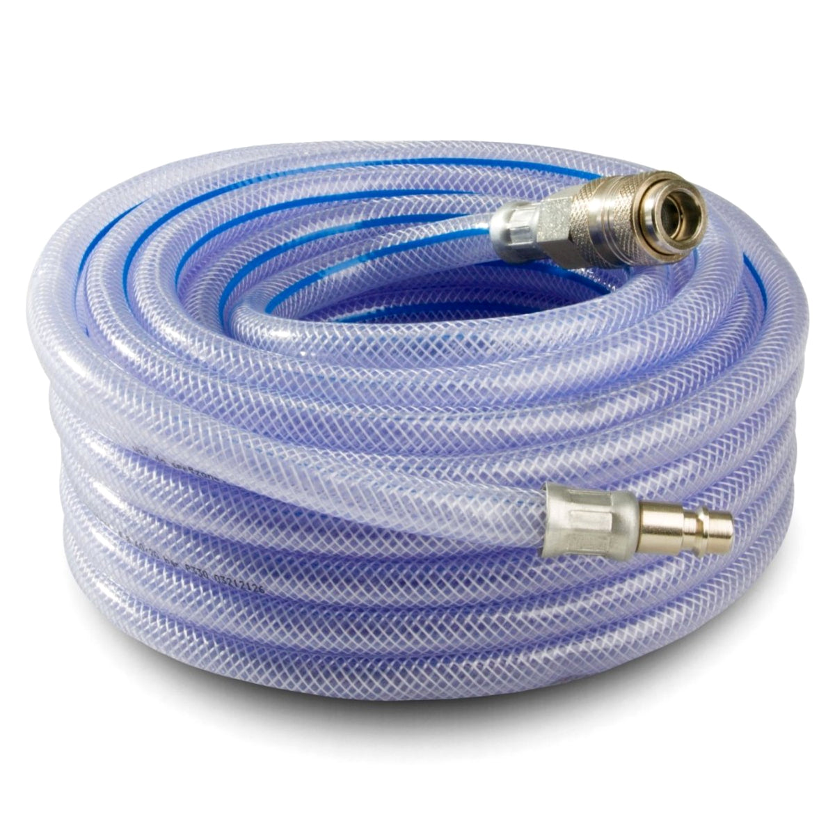 15 m / 50 ft Air Compressor Recoil Hose - 8 mm ID x 12 mm OD Reinforced PVC - Anti-Kink Pneumatic Hose with DN 7.2 Coupler & Plug