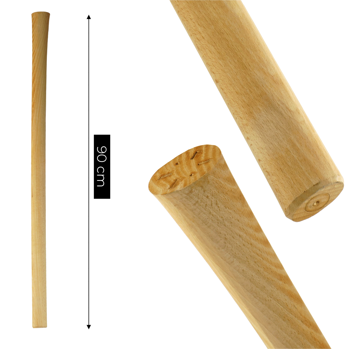 Hardwood Pickaxe Handle 90 cm / 36" - Strong Wooden Shaft for Mattock, Grubbing or Pick Axe Head - Smooth Ergonomic Grip Handle