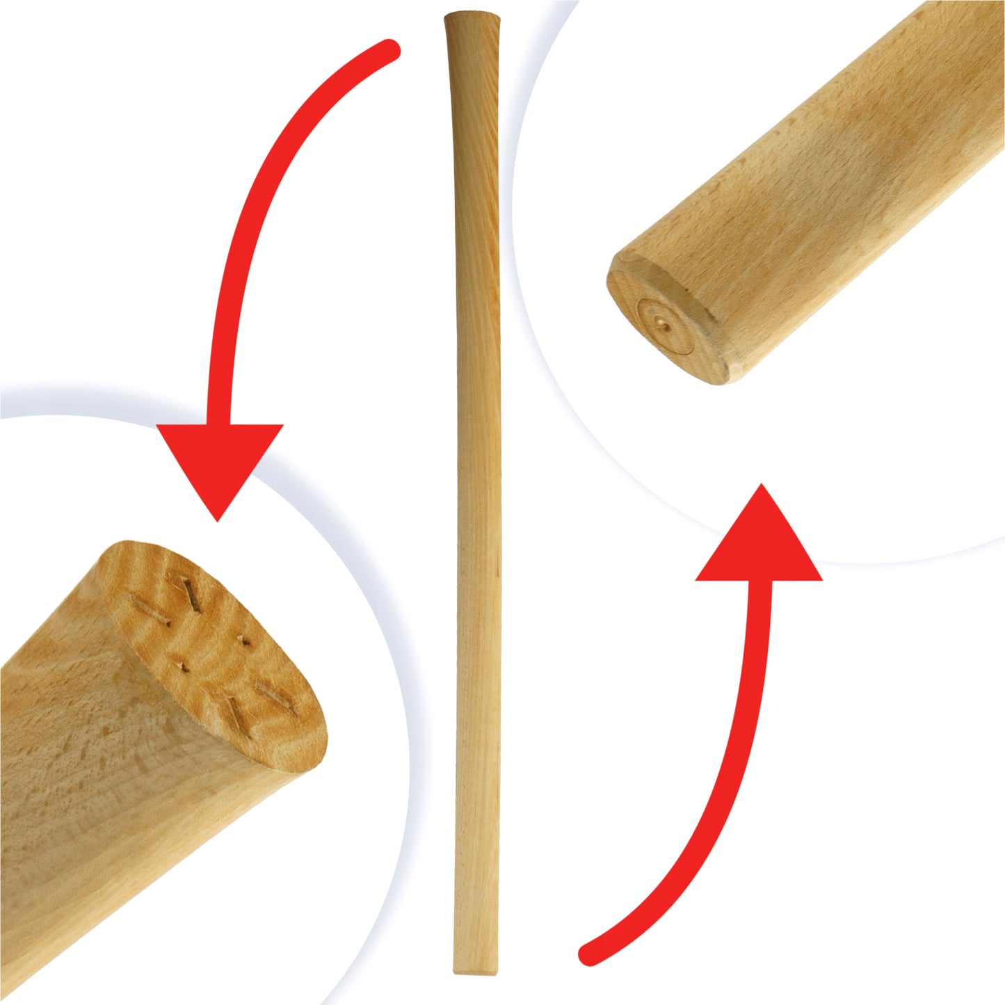 Hardwood Pickaxe Handle 90 cm / 36" - Strong Wooden Shaft for Mattock, Grubbing or Pick Axe Head - Smooth Ergonomic Grip Handle
