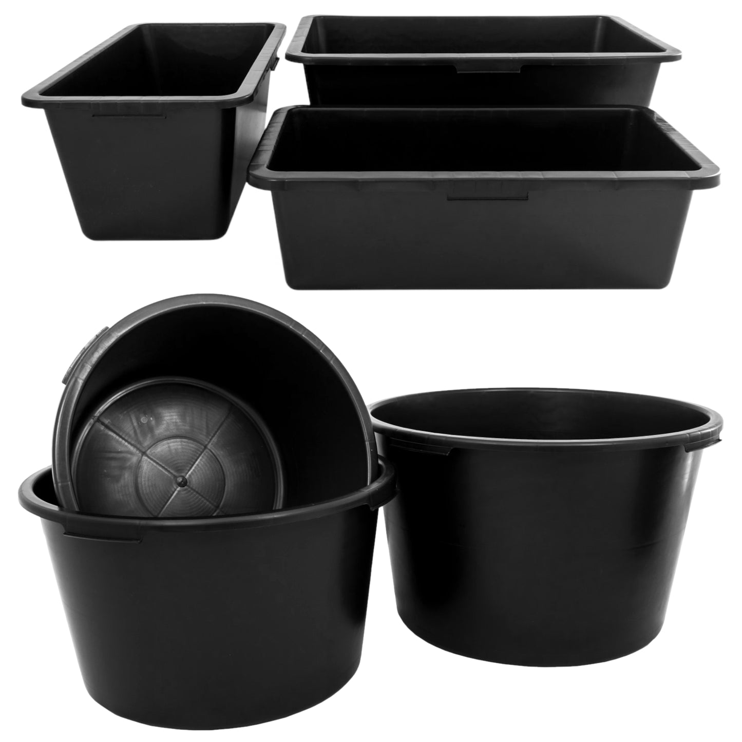 90 Litre Heavy Duty Multi Tub Bucket - 63 x 63 x 40 cm Round Black Utility Container for Agriculture, Gardening, Equestrian