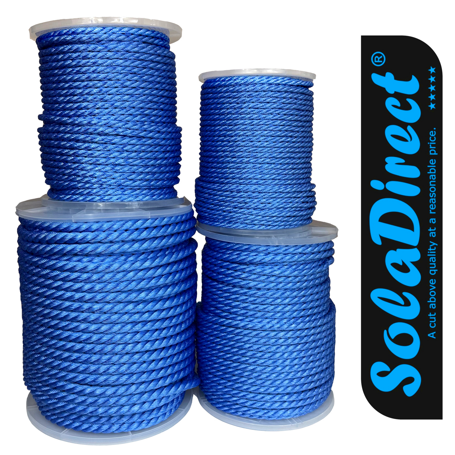 5 m / 16.4 ft x 10 mm Blue Polypropylene Rope - Strong Weatherproof Cord for Marine, Garden, Camping, DIY, Barrier, Mooring Use