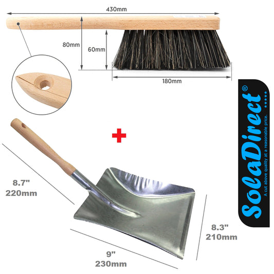 Universal Galvanized Dustpan with Handle and Brush Set - Heavy Duty, Rust-Resistant, Multipurpose Cleaning Tools