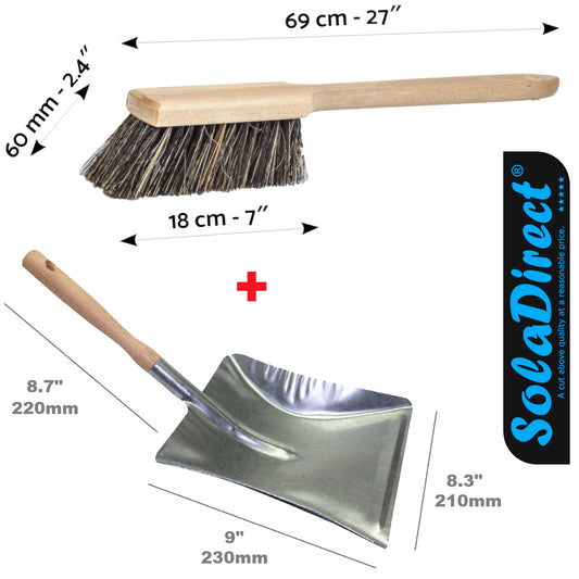Universal Long Handled Brush & Dustpan Set - Heavy Duty, Rust Resistant