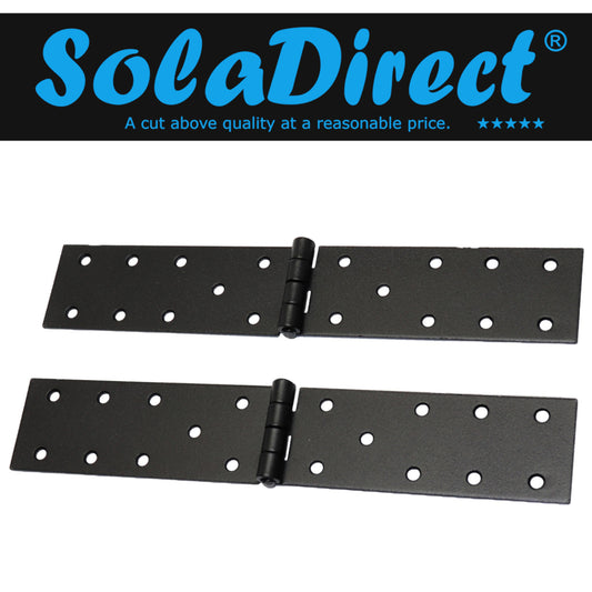 Pack of 2 x 250 Backflap Hinge Black, Steel Back Flap Hinges, Weather Resistant, Rust Proof Powder Coating, Strap Hinges