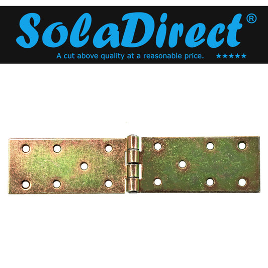 Pack of 1 x 200 mm Backflap Hinge Galvanised, Steel Back Flap Hinges, Weather Resistant, Rust Corrosion Proof, Strap Hinges