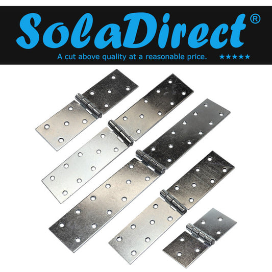 Pack of 2 x 100 mm Backflap Hinge Galvanised, Silver Steel Back Flap Hinges, Weather Resistant, Rust Corrosion Proof, Strap Hinges